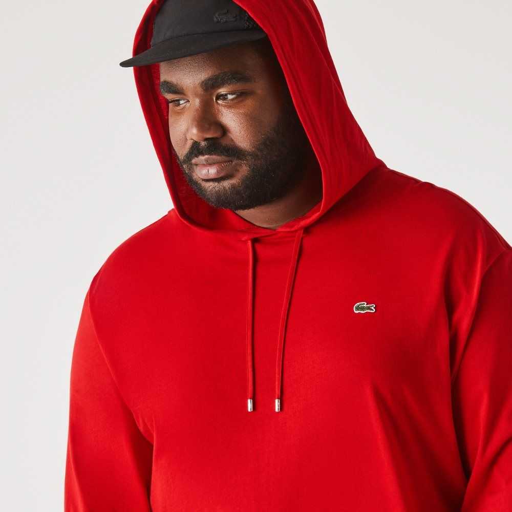 Lacoste Big Fit Hooded Röda | LSWIH-6523