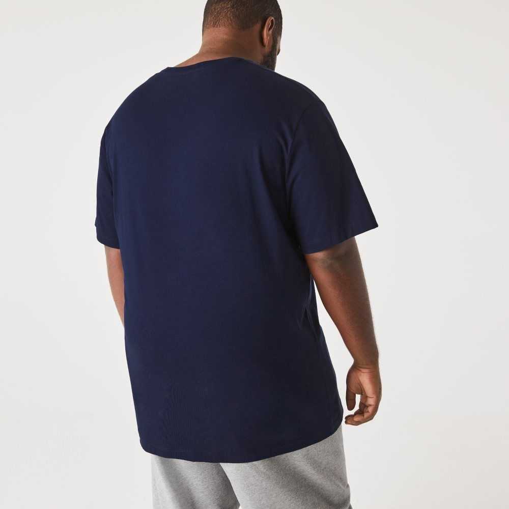 Lacoste Big Fit V-Neck Jersey Marinblå Blå | DTIGJ-3578