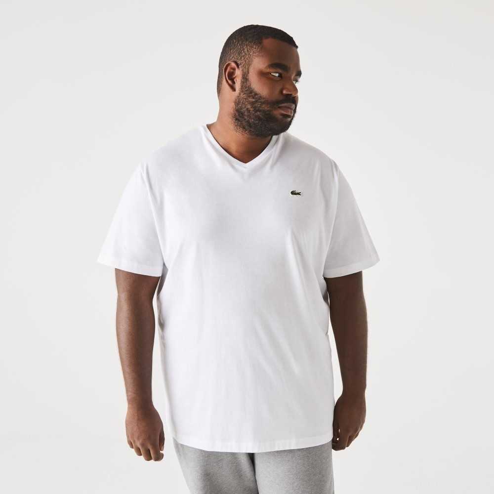 Lacoste Big Fit V-Neck Jersey Vita | RGPLA-4721