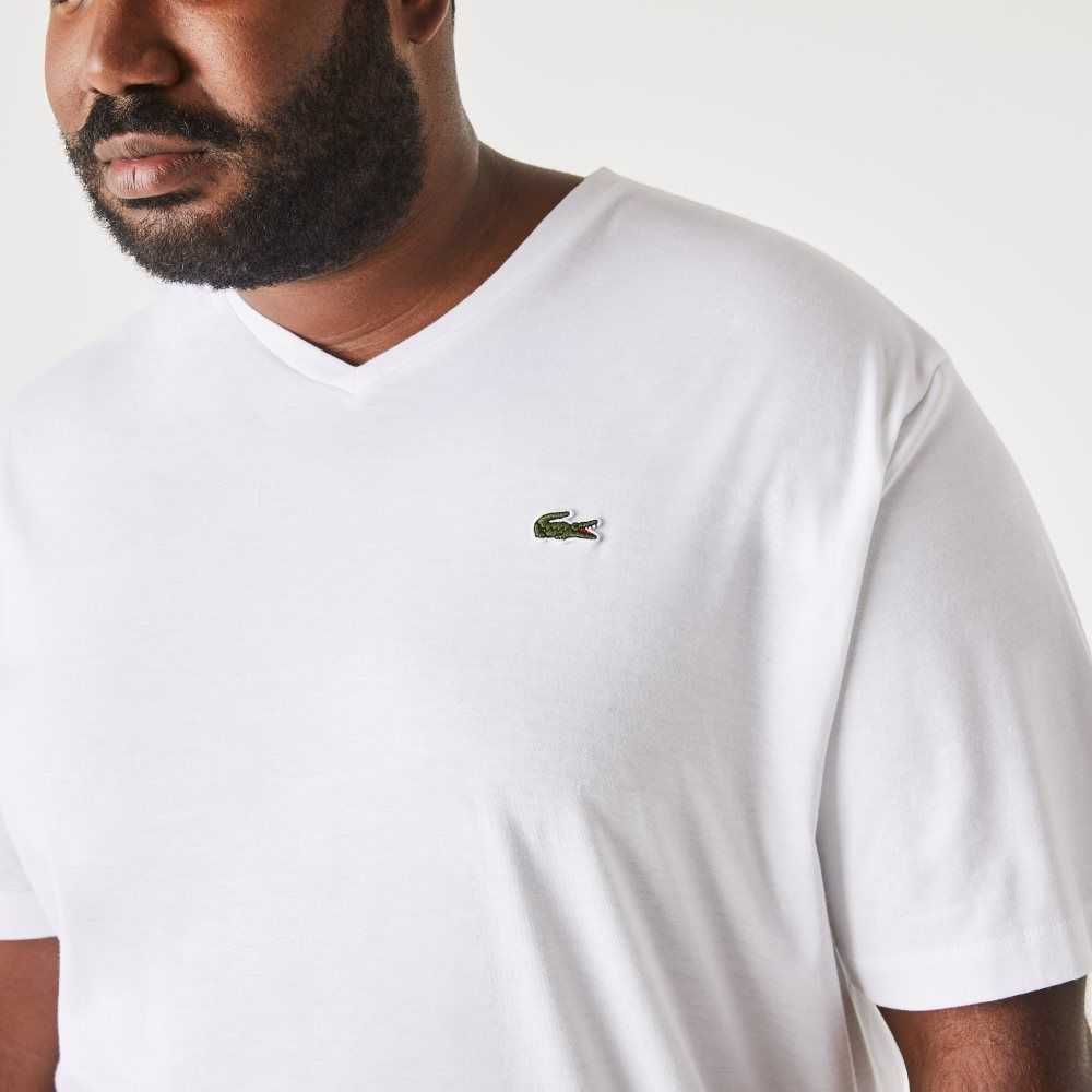 Lacoste Big Fit V-Neck Jersey Vita | RGPLA-4721