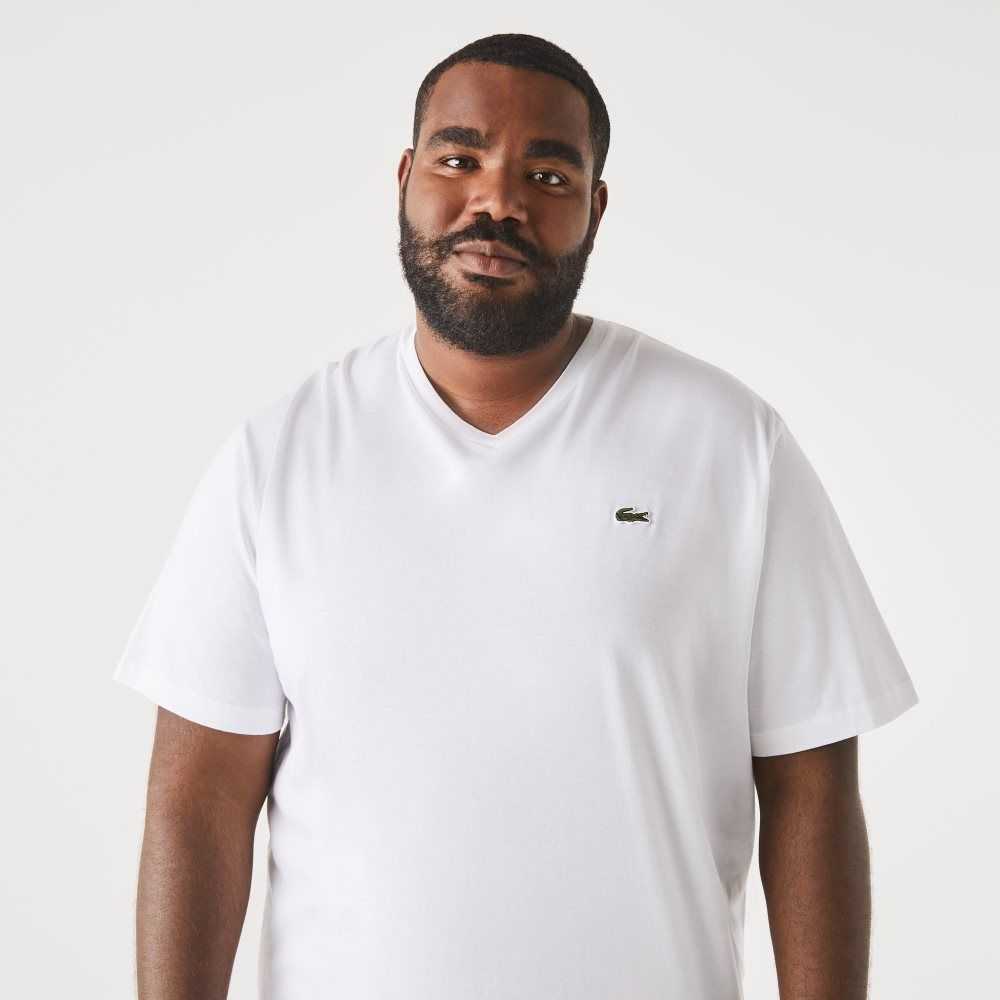 Lacoste Big Fit V-Neck Jersey Vita | RGPLA-4721