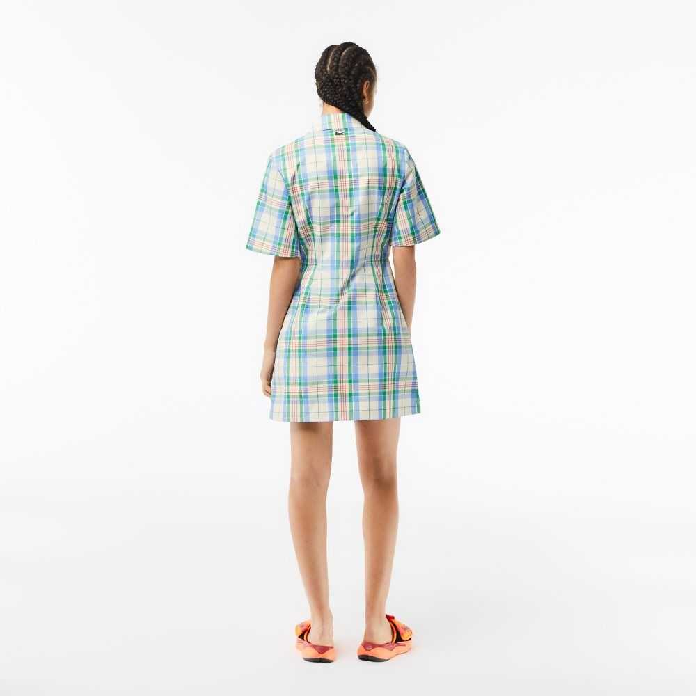 Lacoste Bomull Blend Checkerboard Vita Gröna Blå Orange Vita | ZLURK-9076