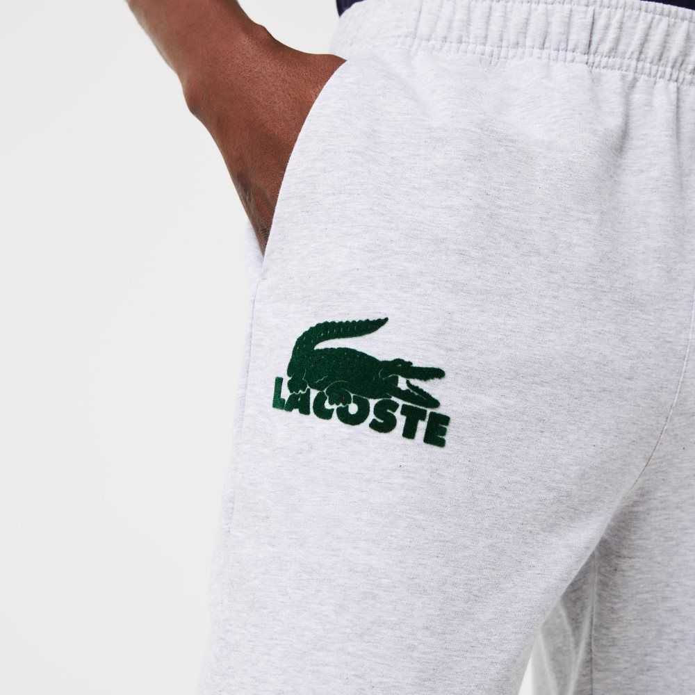 Lacoste Bomull Fleece Lounge Joggers Grå Gröna | CQSFJ-4396