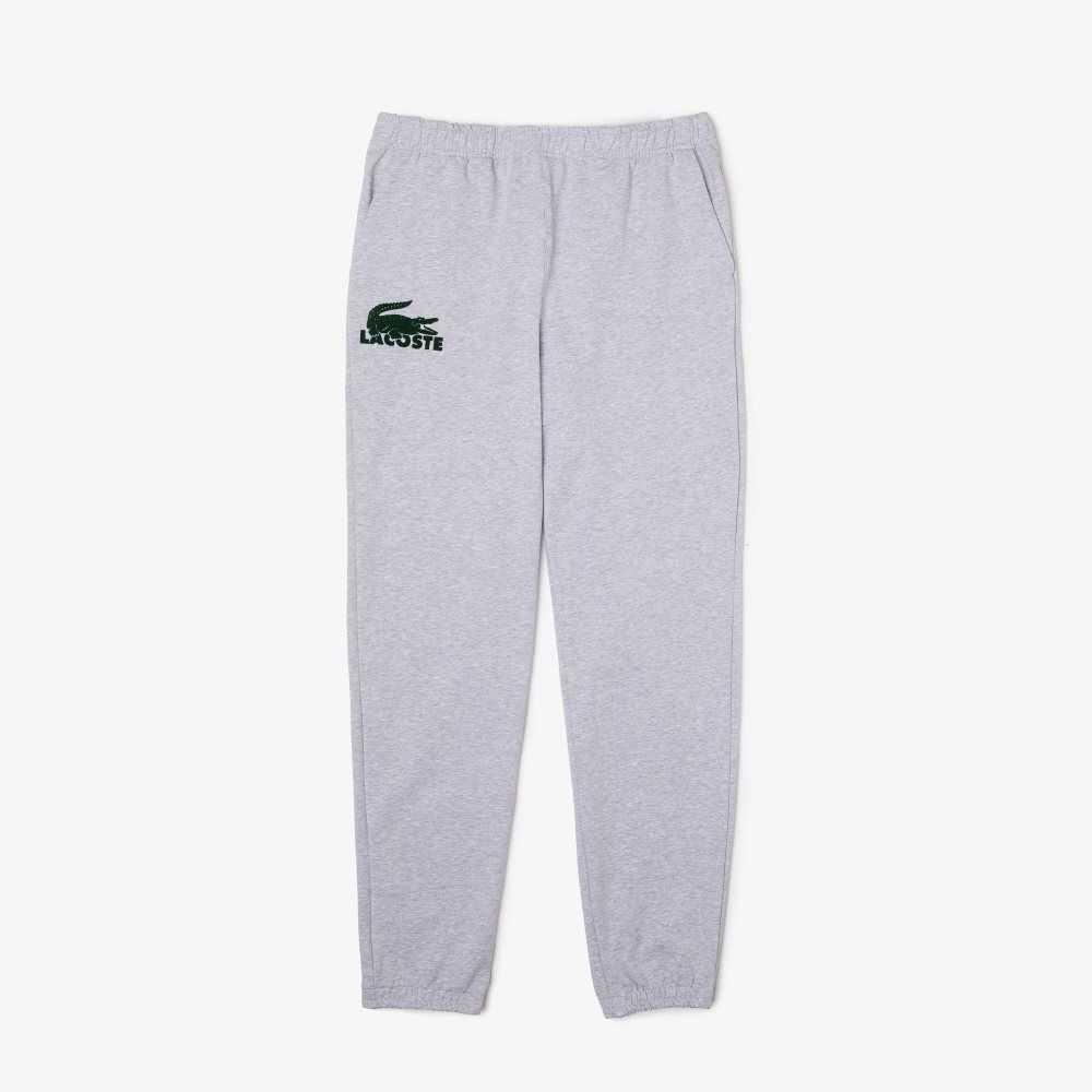 Lacoste Bomull Fleece Lounge Joggers Grå Gröna | CQSFJ-4396