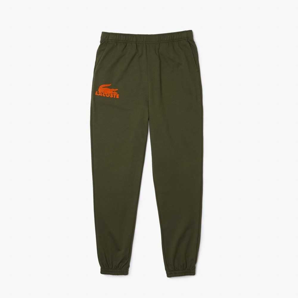 Lacoste Bomull Fleece Lounge Joggers Khaki Gröna Orange | UMCFA-2539