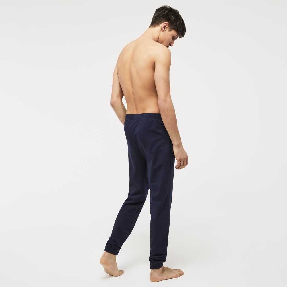 Lacoste Bomull Fleece Lounge Joggers Marinblå Blå | YGNXZ-6923