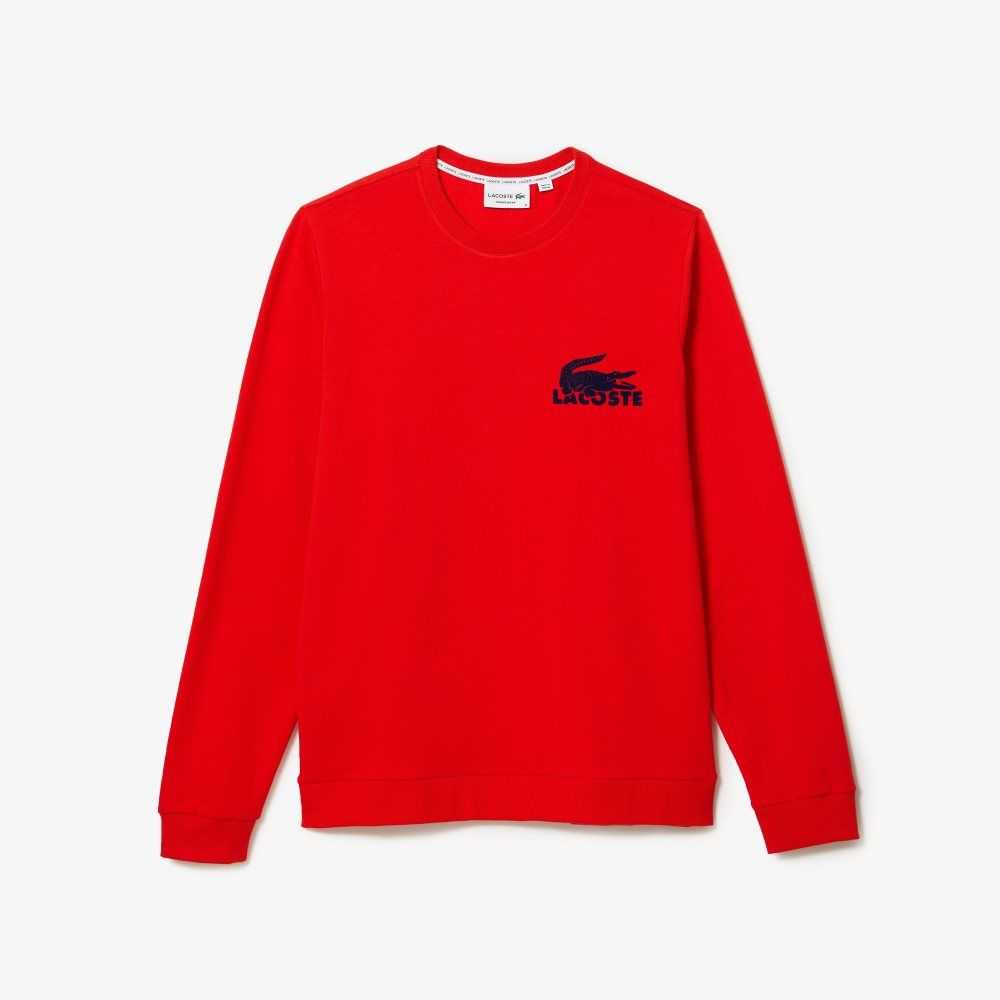 Lacoste Bomull Fleece Lounge Sweatshirt Röda Marinblå Blå | IPYGT-6102