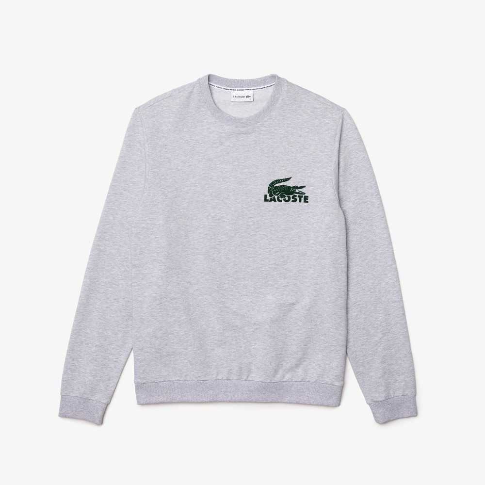 Lacoste Bomull Fleece Lounge Sweatshirt Grå Gröna | QFLYS-7960