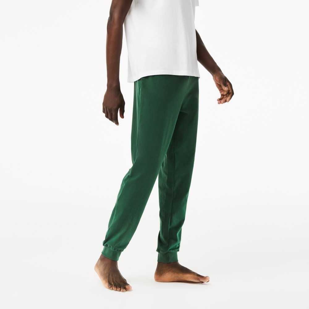 Lacoste Bomull Jersey Pajama Set Vita Gröna | HVIMT-7561