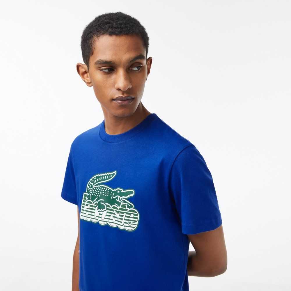 Lacoste Bomull Jersey Print Blå | LUAEZ-5481