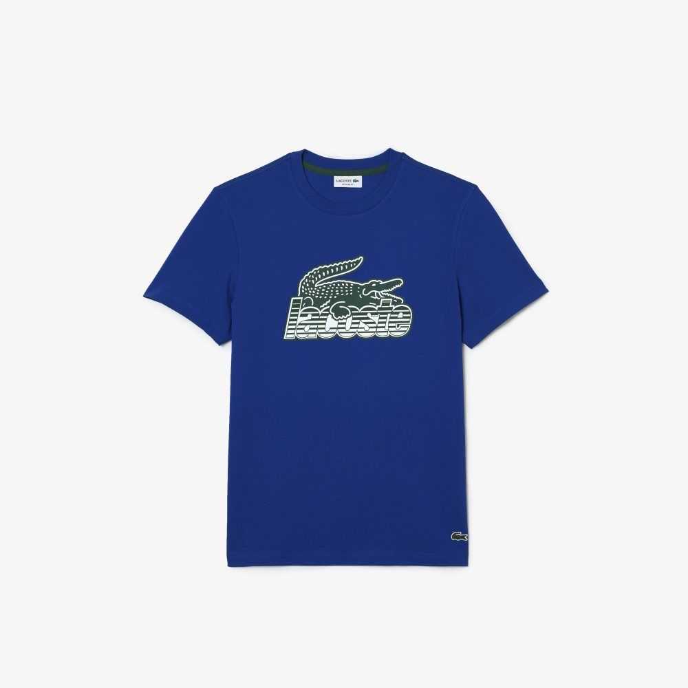 Lacoste Bomull Jersey Print Blå | LUAEZ-5481