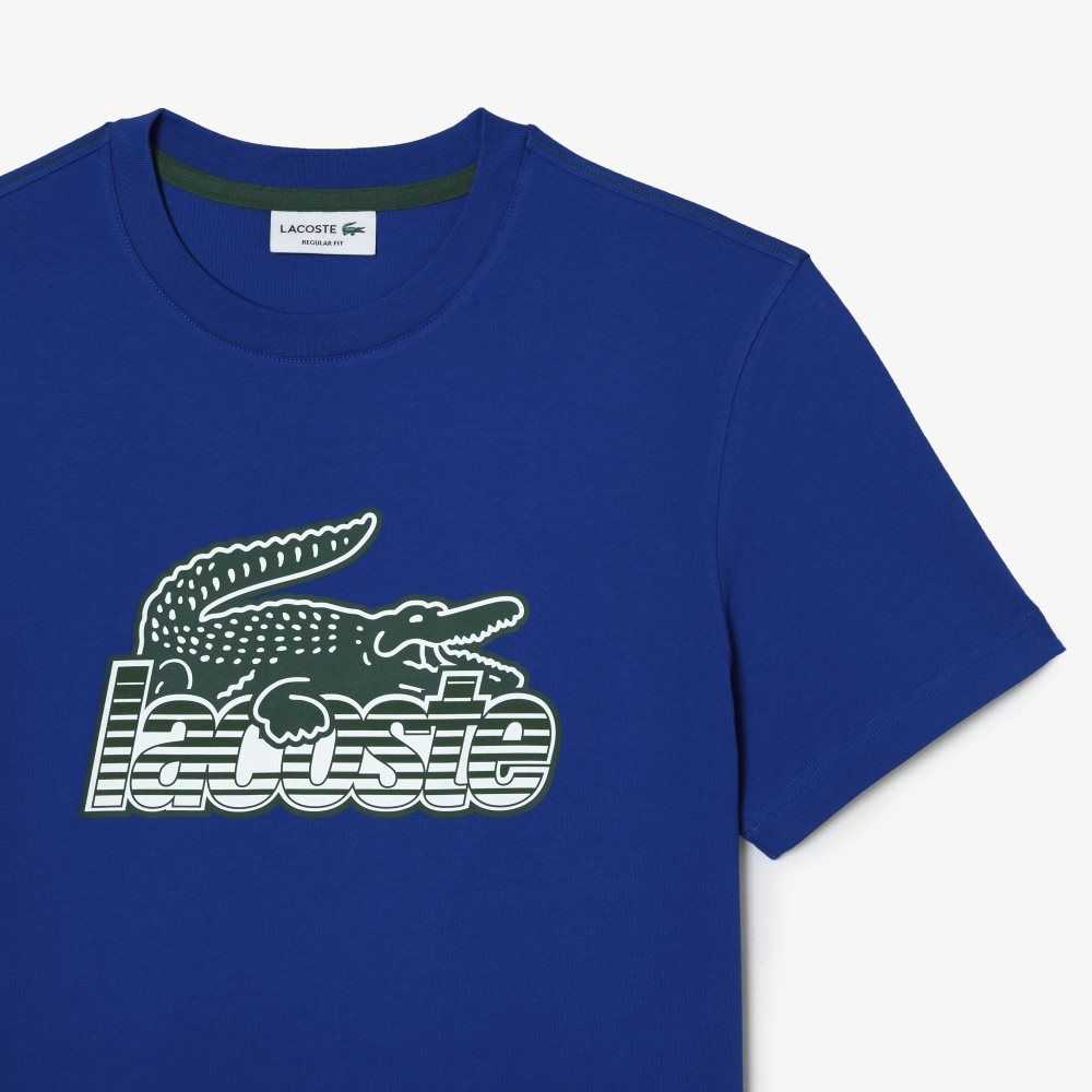 Lacoste Bomull Jersey Print Blå | LUAEZ-5481