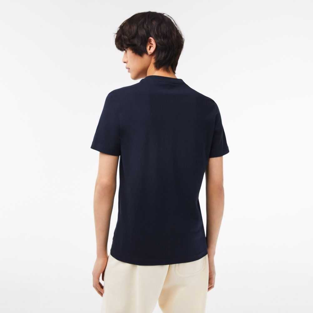 Lacoste Bomull Jersey Print T-Shirt Marinblå Blå | XYIUD-6547