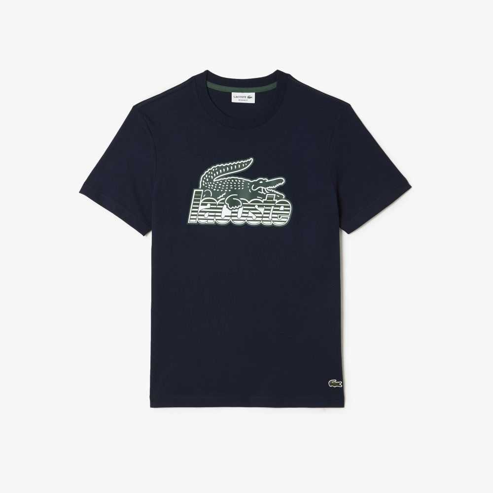 Lacoste Bomull Jersey Print T-Shirt Marinblå Blå | XYIUD-6547