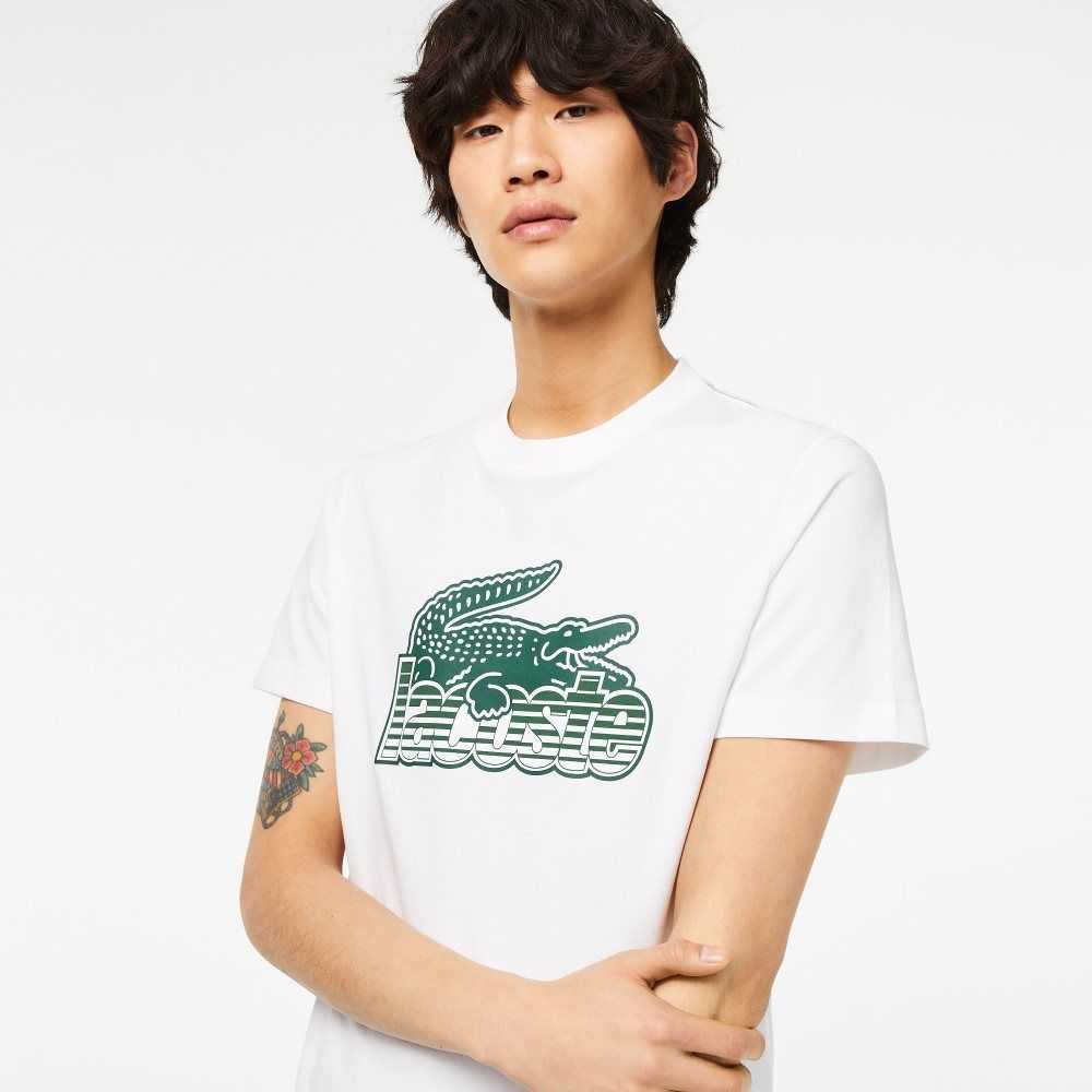 Lacoste Bomull Jersey Print Vita | IYTZE-6741