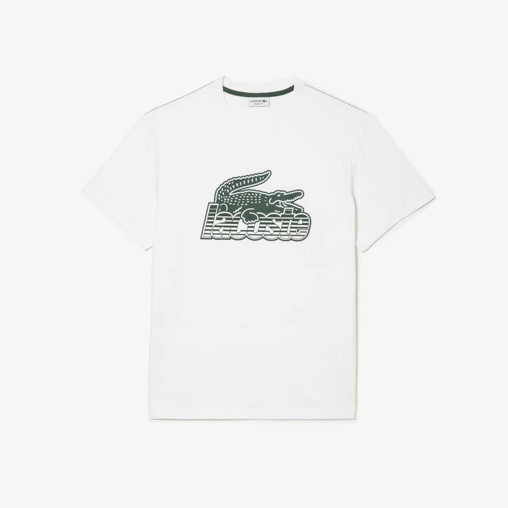 Lacoste Bomull Jersey Print Vita | IYTZE-6741