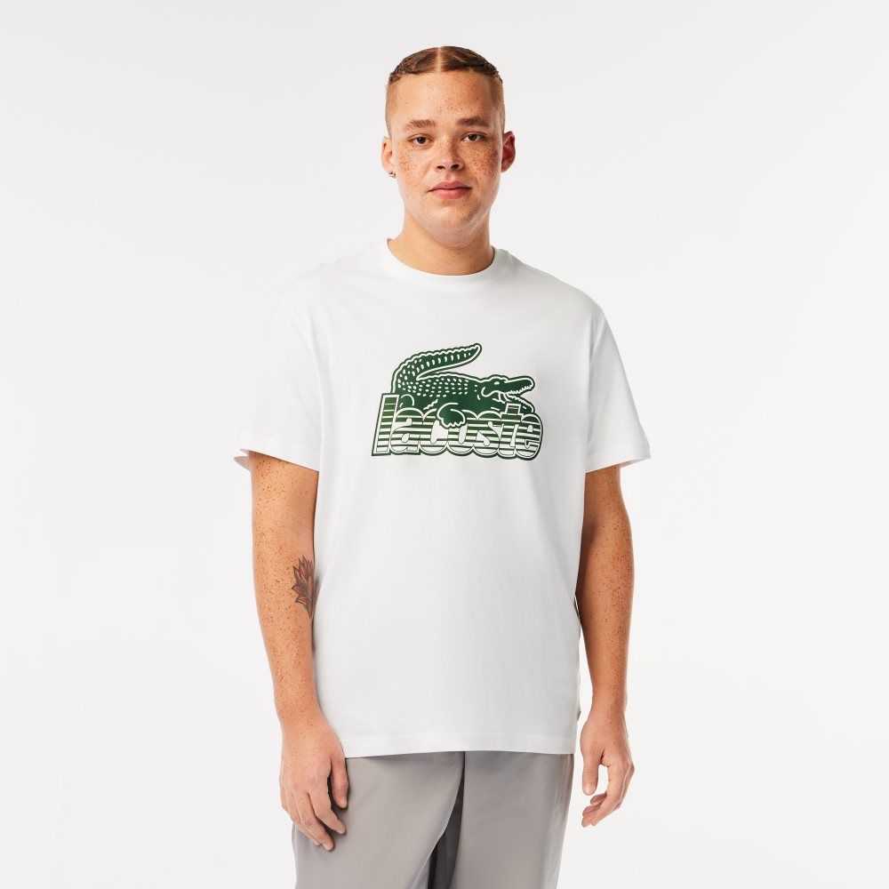 Lacoste Bomull Jersey Print Vita | IYTZE-6741