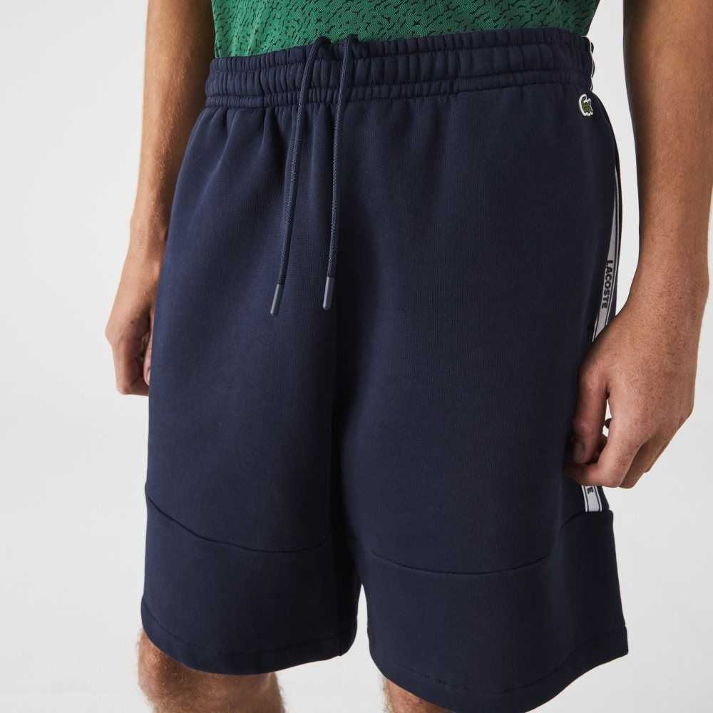 Lacoste Branded Bands Bomull Fleece Blend Shorts Marinblå Blå | GOIPQ-1783