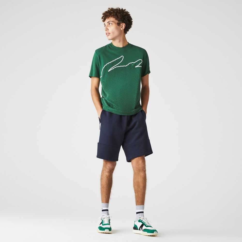 Lacoste Branded Bands Bomull Fleece Blend Shorts Marinblå Blå | GOIPQ-1783