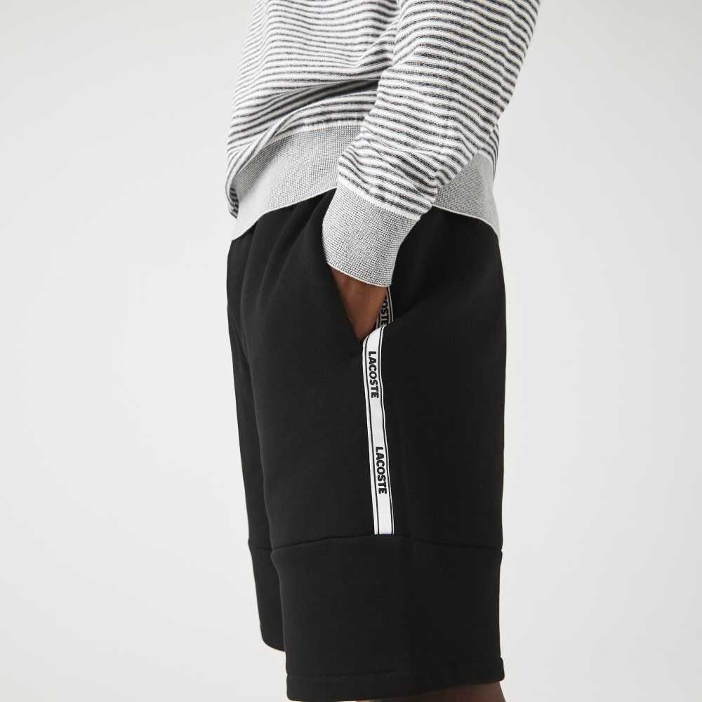 Lacoste Branded Bands Bomull Fleece Blend Shorts Svarta | QJMGW-0861