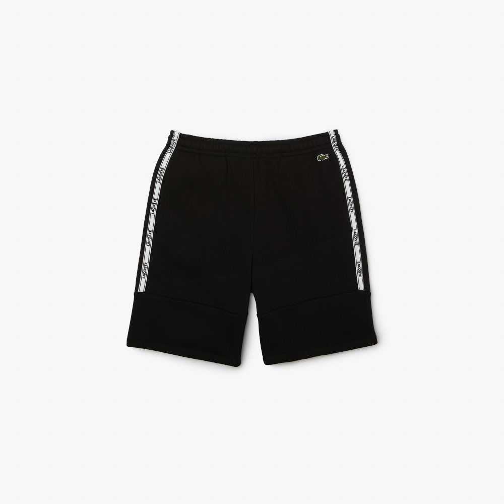 Lacoste Branded Bands Bomull Fleece Blend Shorts Svarta | QJMGW-0861