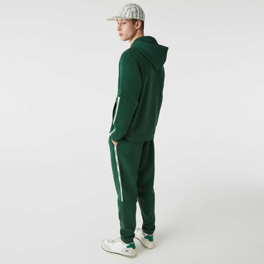 Lacoste Branded Bands Zippered Fleece Hoodie Gröna | YUBXE-5392