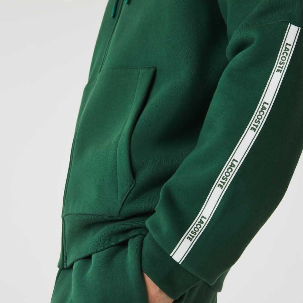 Lacoste Branded Bands Zippered Fleece Hoodie Gröna | YUBXE-5392