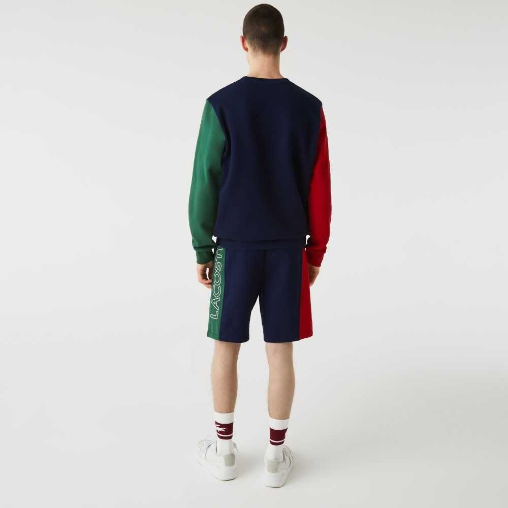 Lacoste Branded Bomull Fleece Blend Marinblå Blå Röda Gröna | AULDC-6857