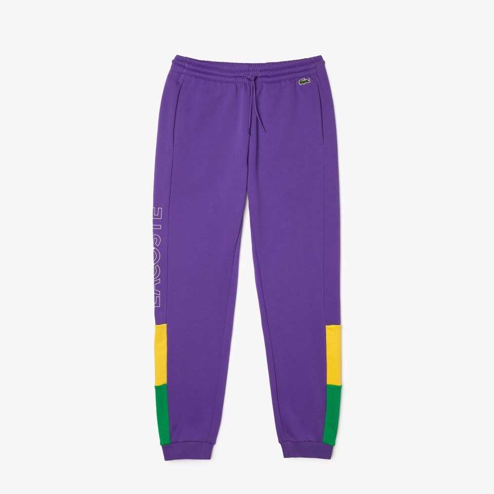 Lacoste Branded Colorblock Fleece Jogging Pants Lila Gula Gröna | OHTKC-5204