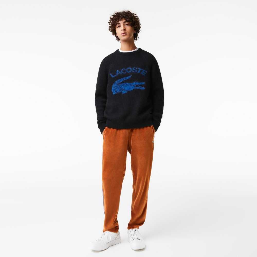 Lacoste Branded Contrast Crocodile Blend Alpaca Svarta Blå | MICES-3924