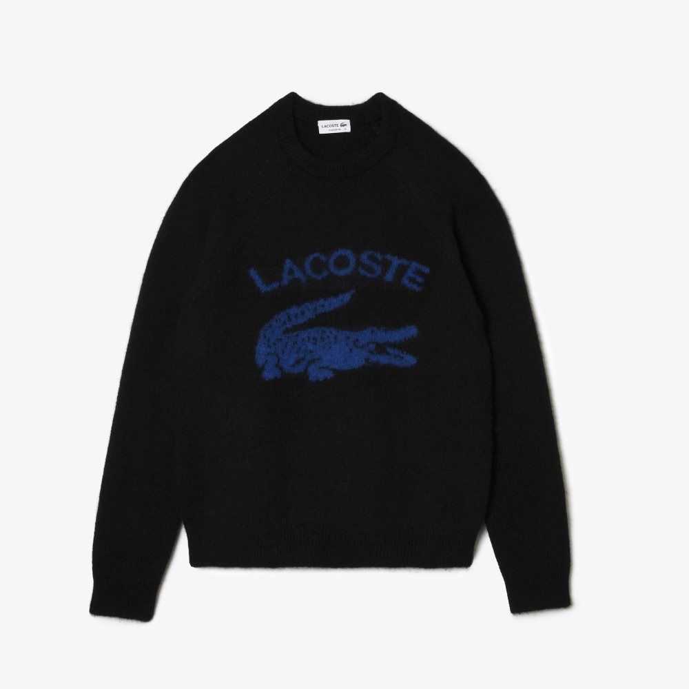 Lacoste Branded Contrast Crocodile Blend Alpaca Svarta Blå | MICES-3924