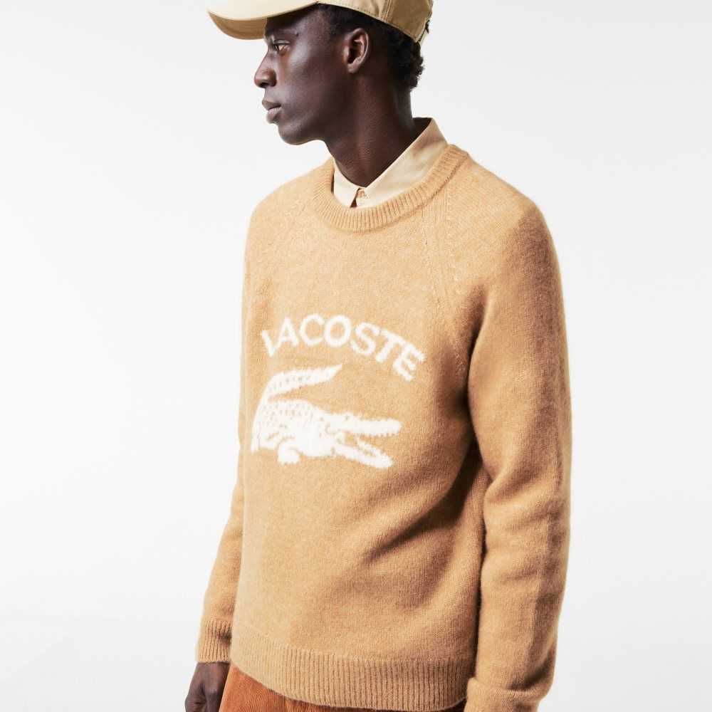 Lacoste Branded Contrast Crocodile Blend Alpaca Beige Vita | YCDMH-2748