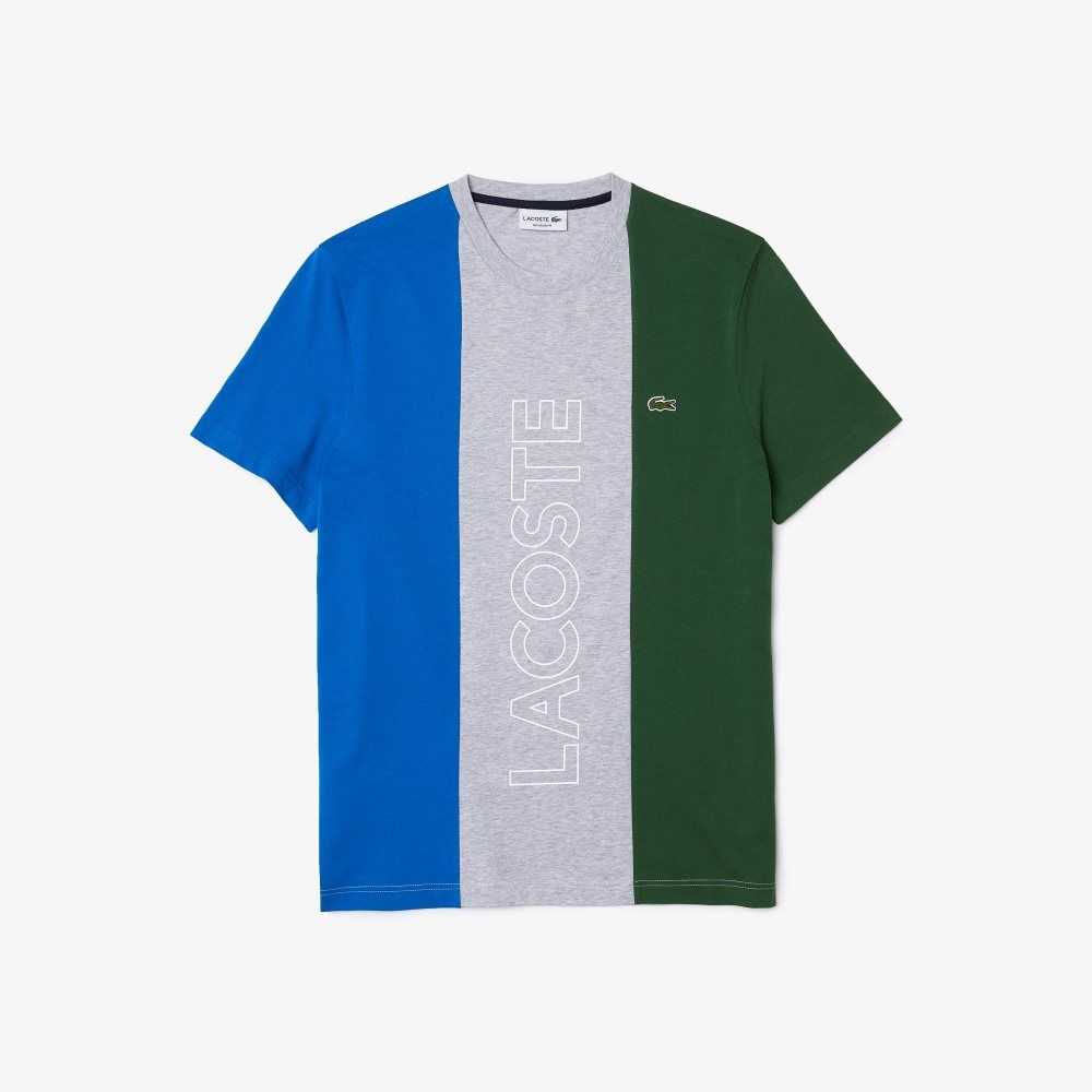 Lacoste Branded Crew Neck Bomull Grå Blå Gröna | IWEVP-7193