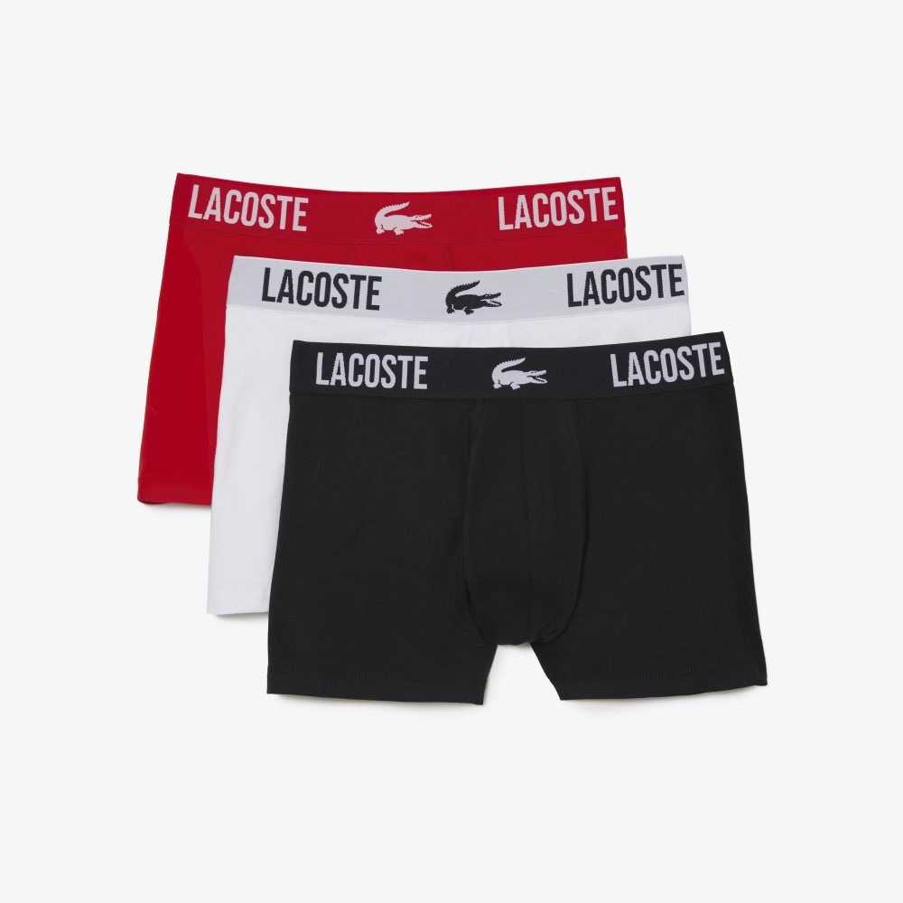 Lacoste Branded Jersey Trunk 3-Pack Olika Färger | KXCLE-7684