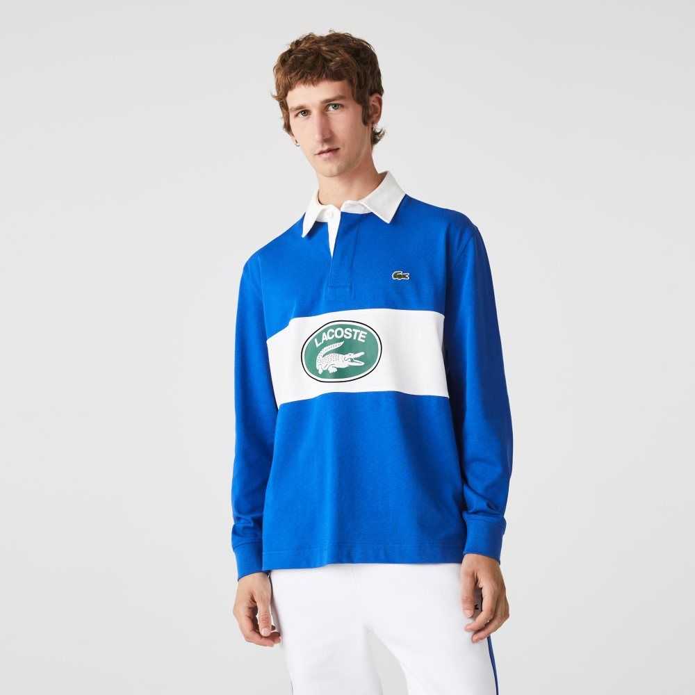 Lacoste Branded Loose Fit Rugby Blå | DGUFS-8491