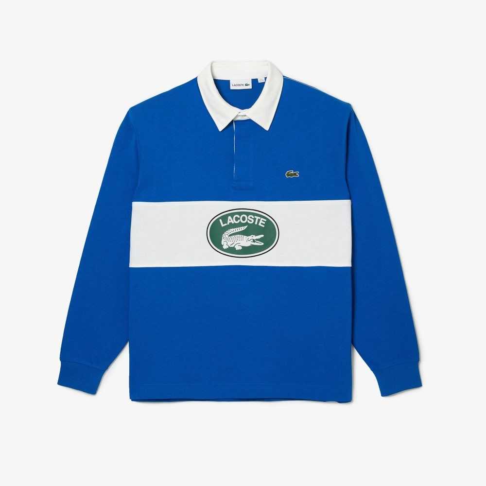 Lacoste Branded Loose Fit Rugby Blå | DGUFS-8491