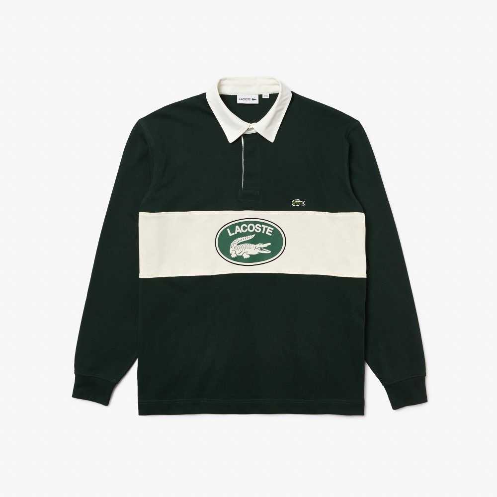 Lacoste Branded Loose Fit Rugby Gröna | RKLEW-5103