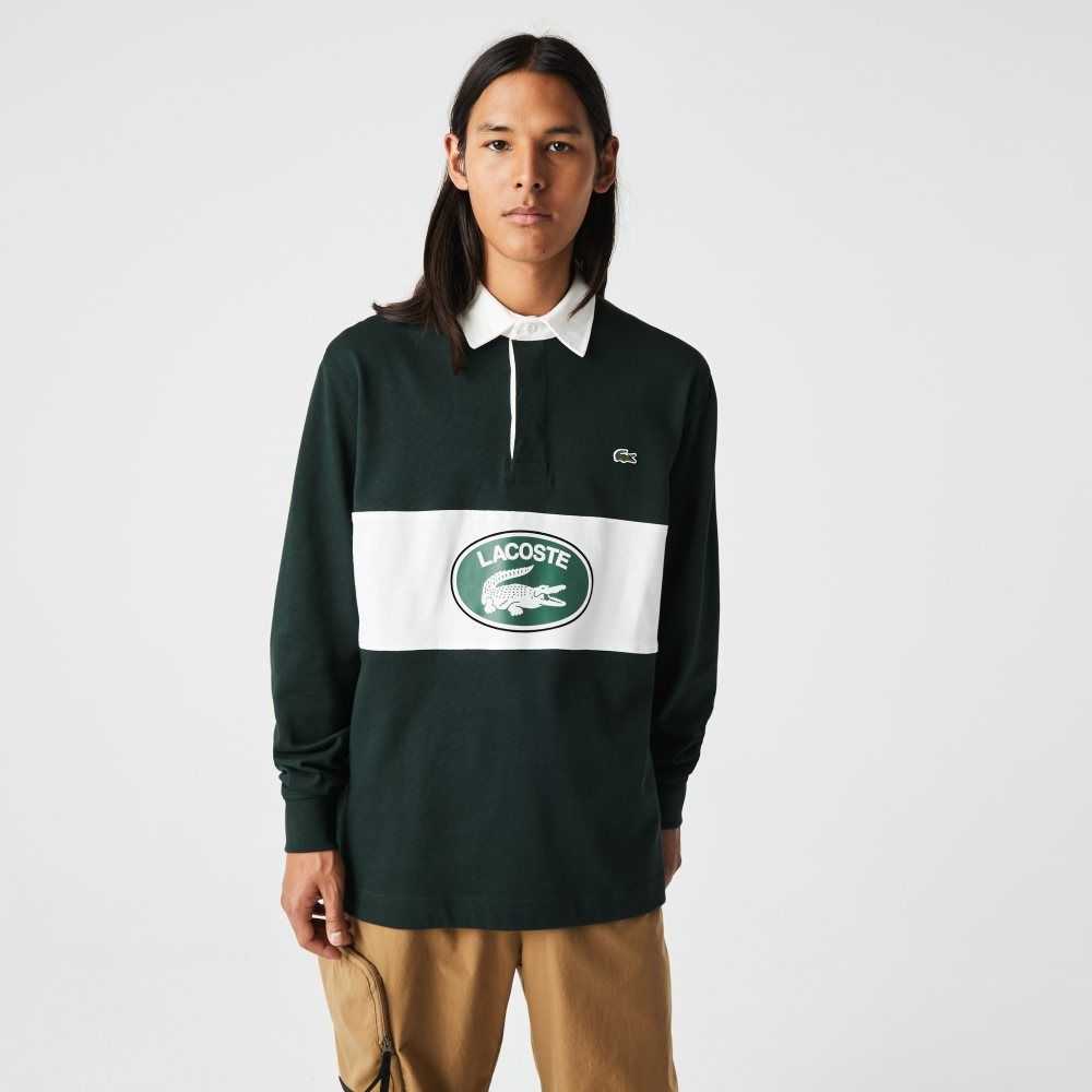 Lacoste Branded Loose Fit Rugby Gröna | RKLEW-5103