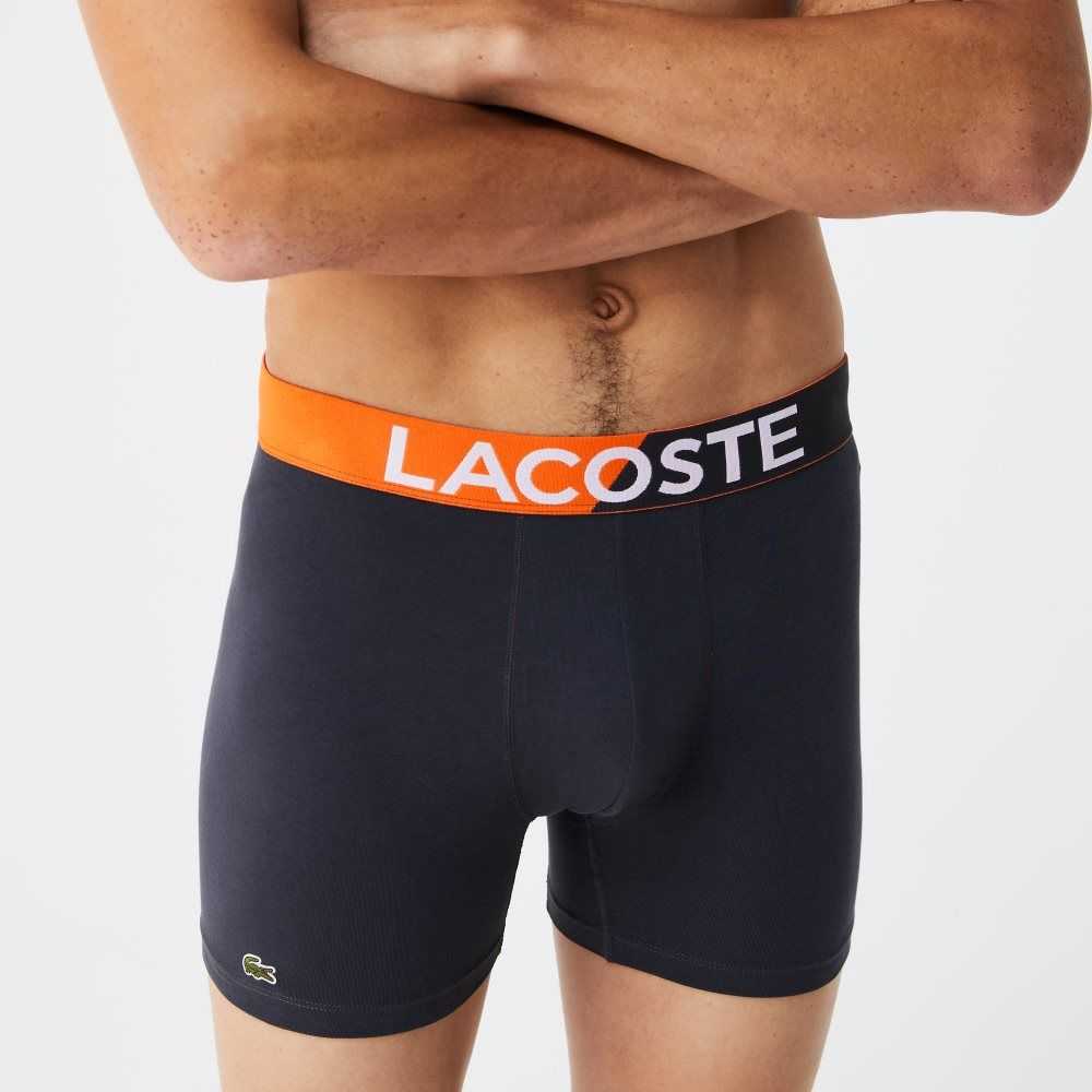 Lacoste Branded Midja Boxer Brief Three-Pack Mörkgrå Khaki Gröna Grå | MEBPT-0246