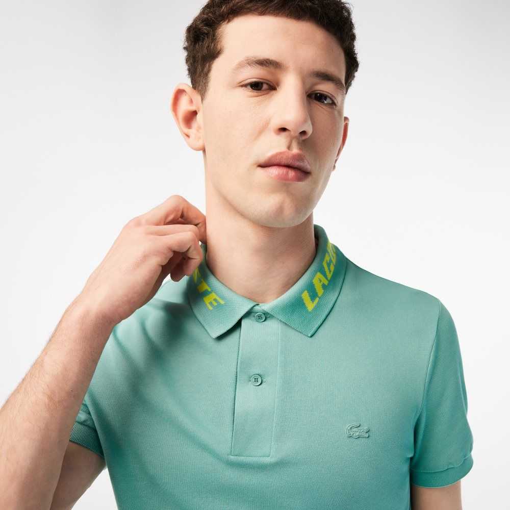 Lacoste Branded Slim Fit Stretch Pique Mintgröna | XYLEI-7321