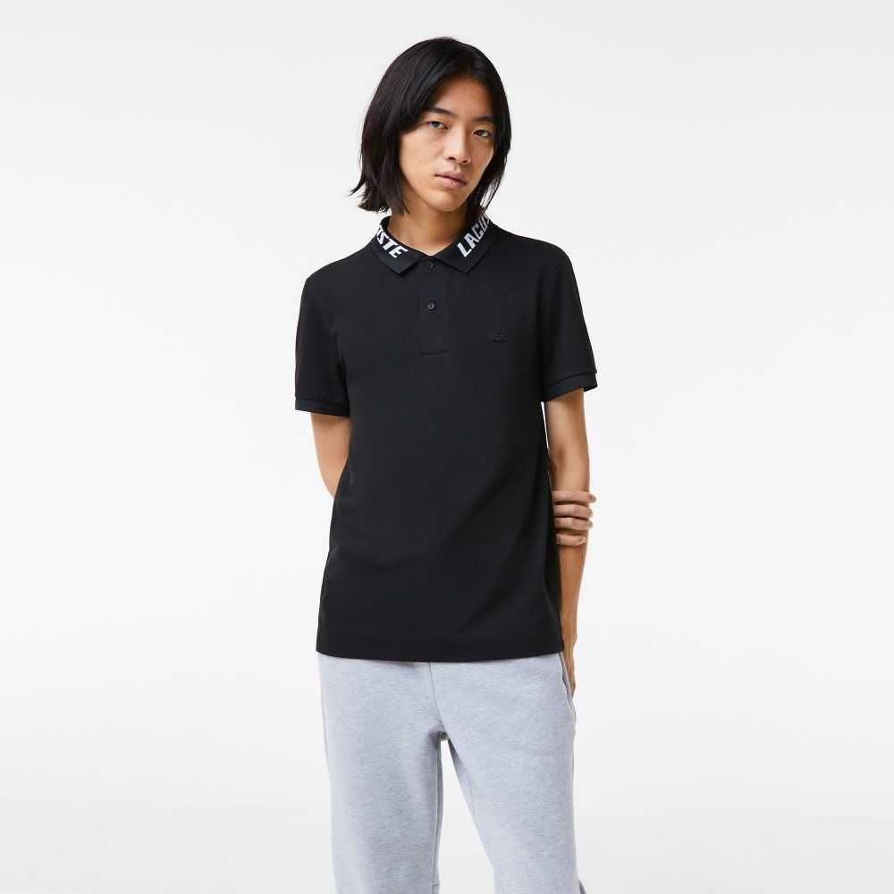 Lacoste Branded Slim Fit Stretch Pique Svarta | NSHET-4908