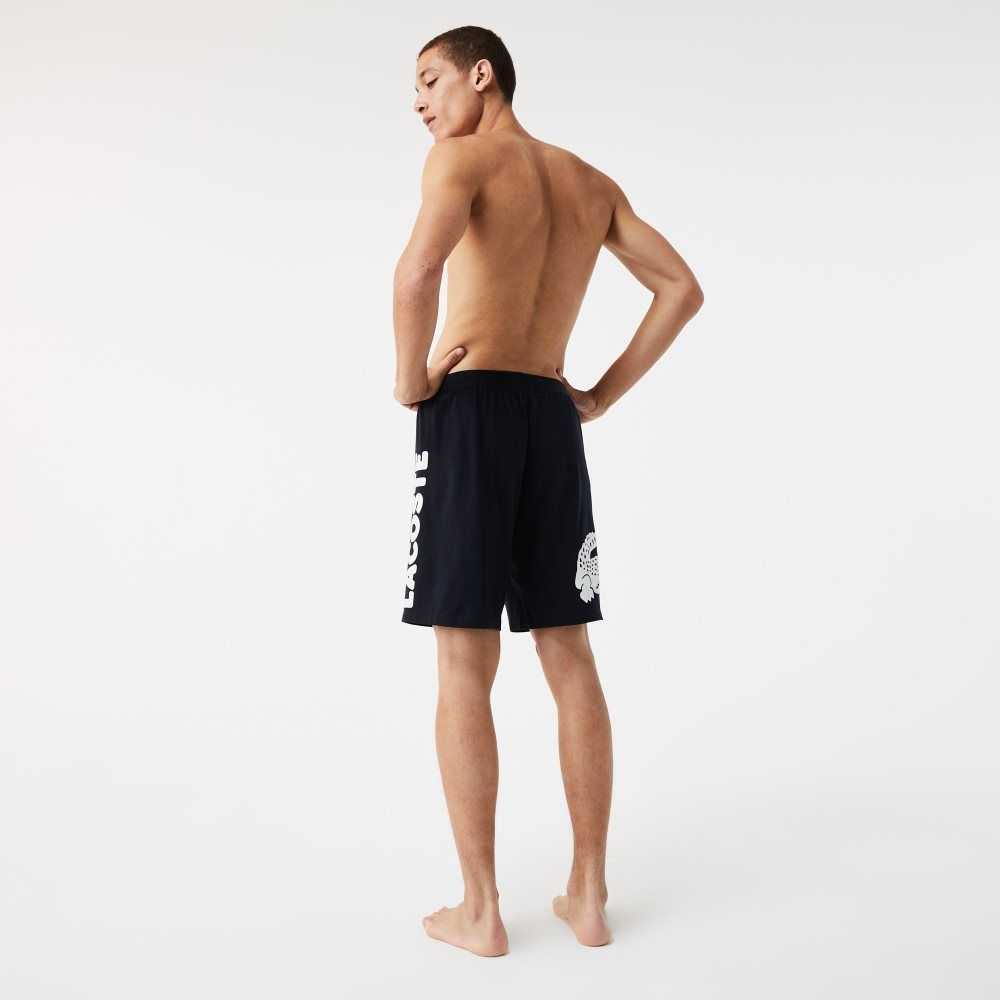 Lacoste Branded Stretch Bomull Lounge Shorts Marinblå Blå Vita | SQBKZ-0723