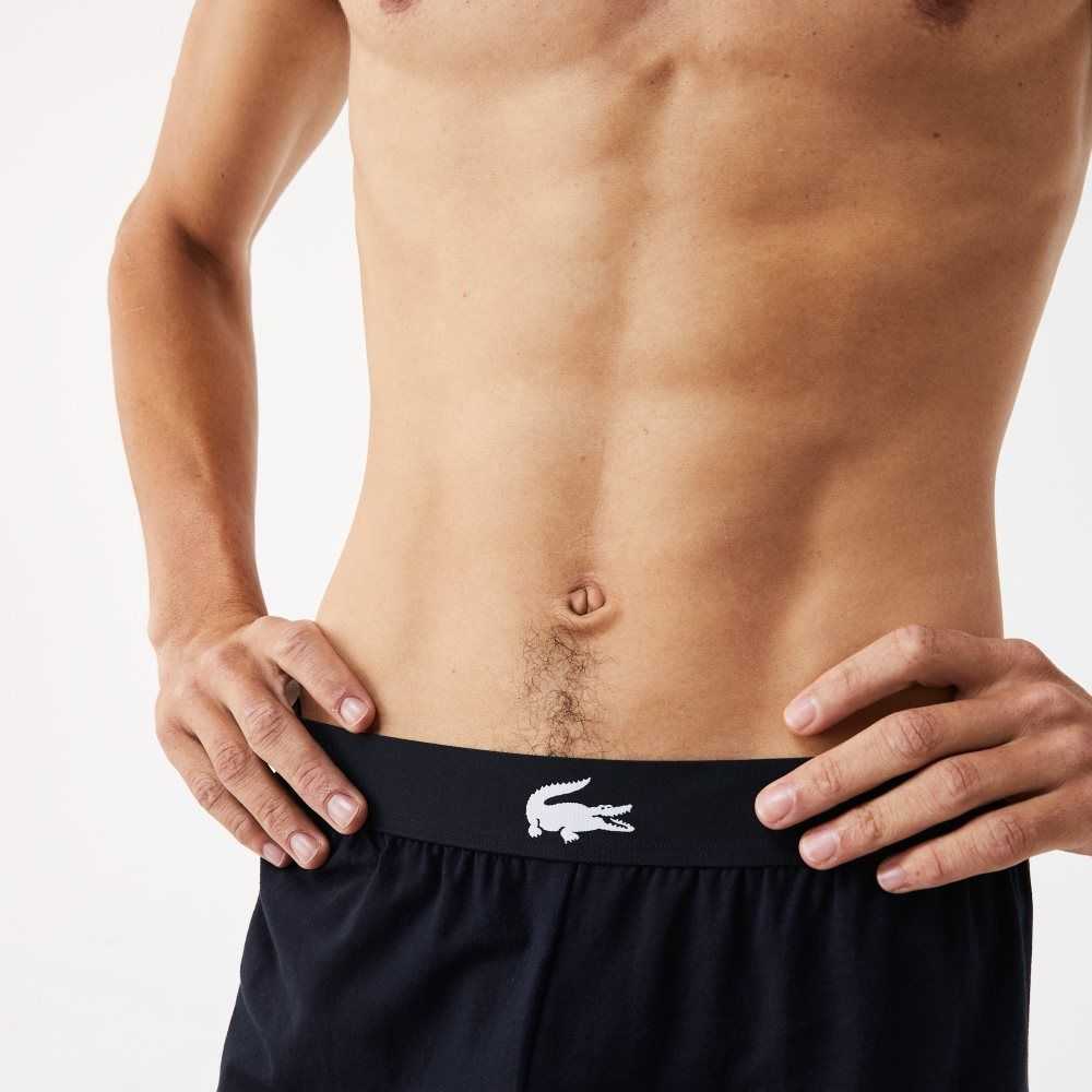 Lacoste Branded Stretch Bomull Lounge Shorts Marinblå Blå Vita | SQBKZ-0723