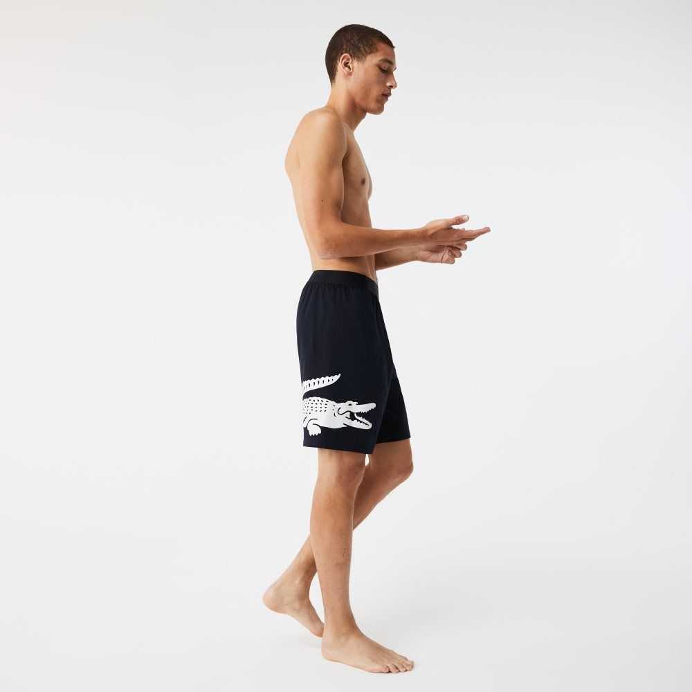 Lacoste Branded Stretch Bomull Lounge Shorts Marinblå Blå Vita | SQBKZ-0723