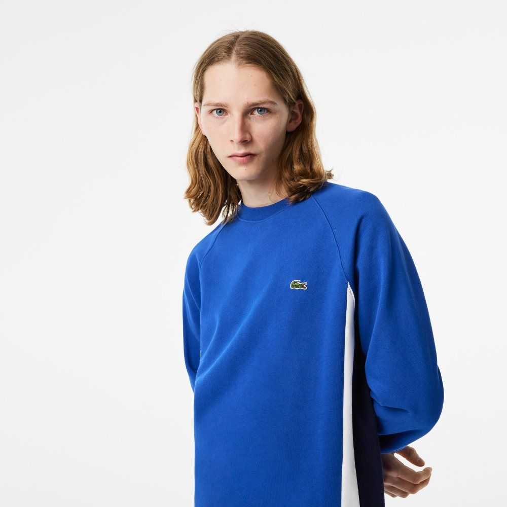 Lacoste Brushed Fleece Colorblock Blå Marinblå Blå Vita | XRSZP-5910