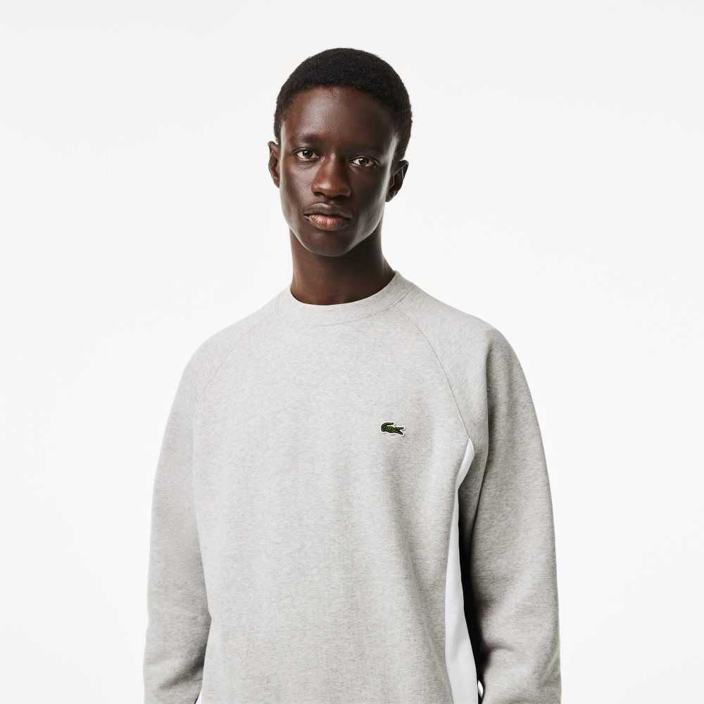 Lacoste Brushed Fleece Colorblock Grå Svarta Vita | MPUDI-6180