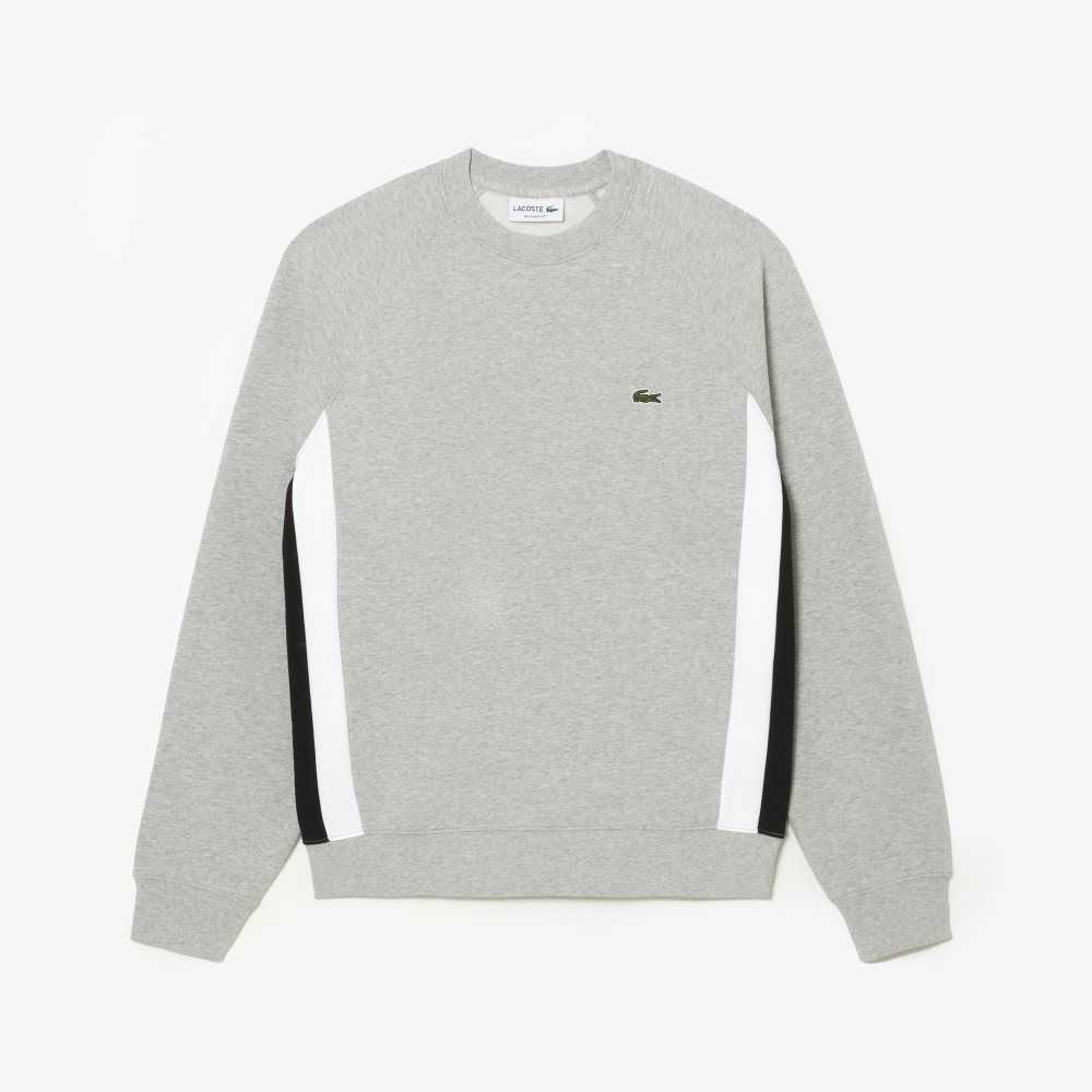 Lacoste Brushed Fleece Colorblock Grå Svarta Vita | MPUDI-6180