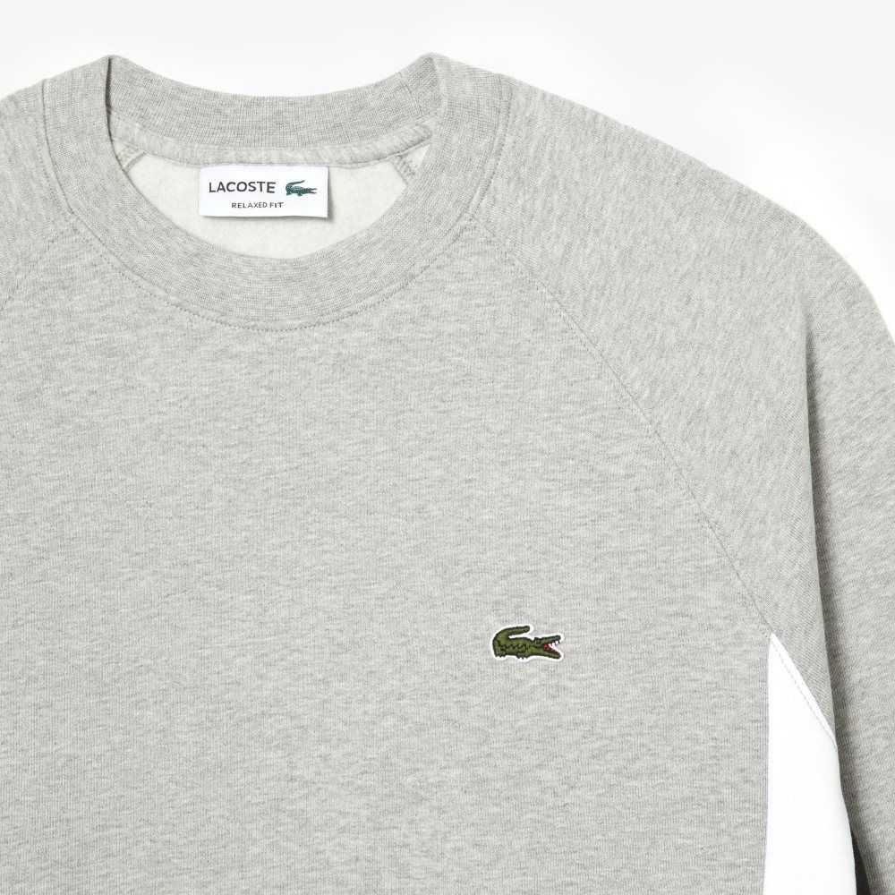 Lacoste Brushed Fleece Colorblock Grå Svarta Vita | MPUDI-6180