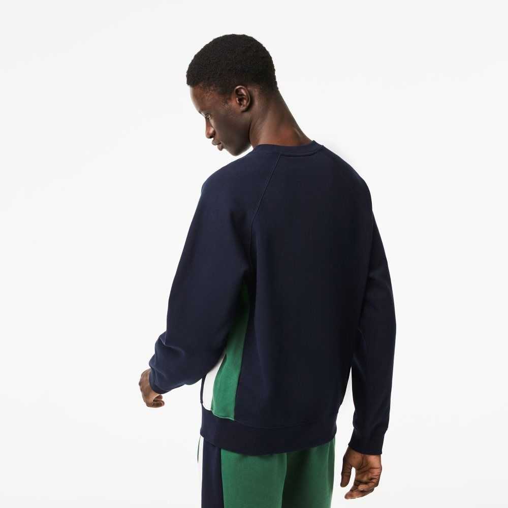 Lacoste Brushed Fleece Colorblock Marinblå Blå Gröna Vita | AVCIX-1470