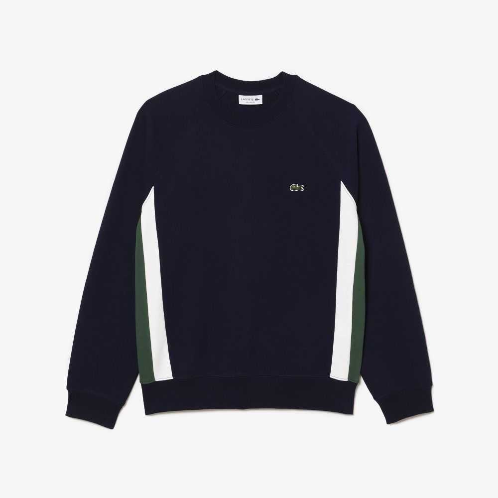 Lacoste Brushed Fleece Colorblock Marinblå Blå Gröna Vita | AVCIX-1470